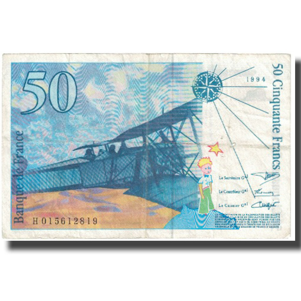 França, 50 Francs, St Exupéry, 1994, 1994, EF(40-45), Fayette:73.1d, KM:157Aa