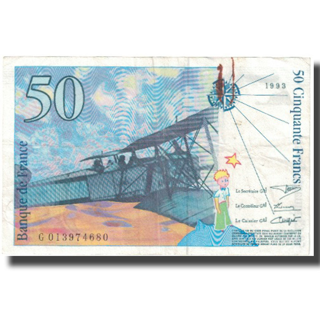 Frankreich, 50 Francs, St Exupéry, 1993, 1993, SS, Fayette:73.1d, KM:157Aa