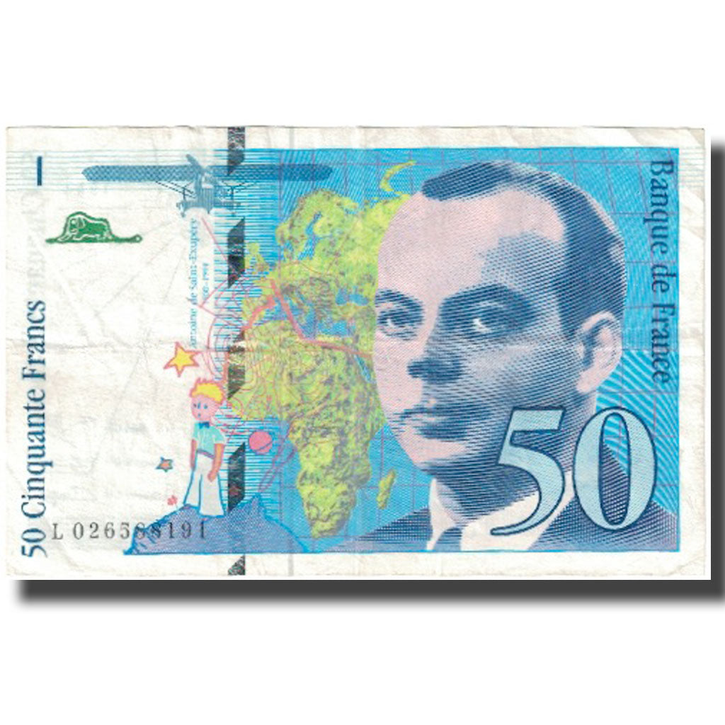 França, 50 Francs, St Exupéry, 1994, 1994, EF(40-45), Fayette:73.1d, KM:157Aa