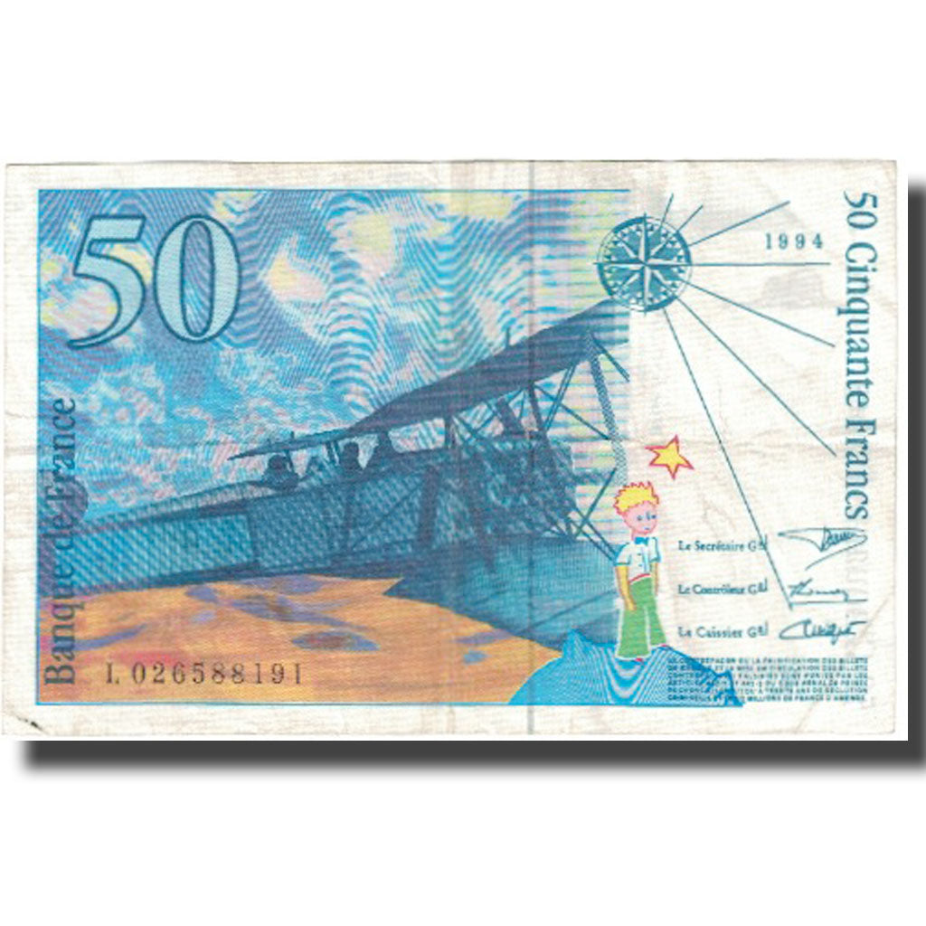 França, 50 Francs, St Exupéry, 1994, 1994, EF(40-45), Fayette:73.1d, KM:157Aa