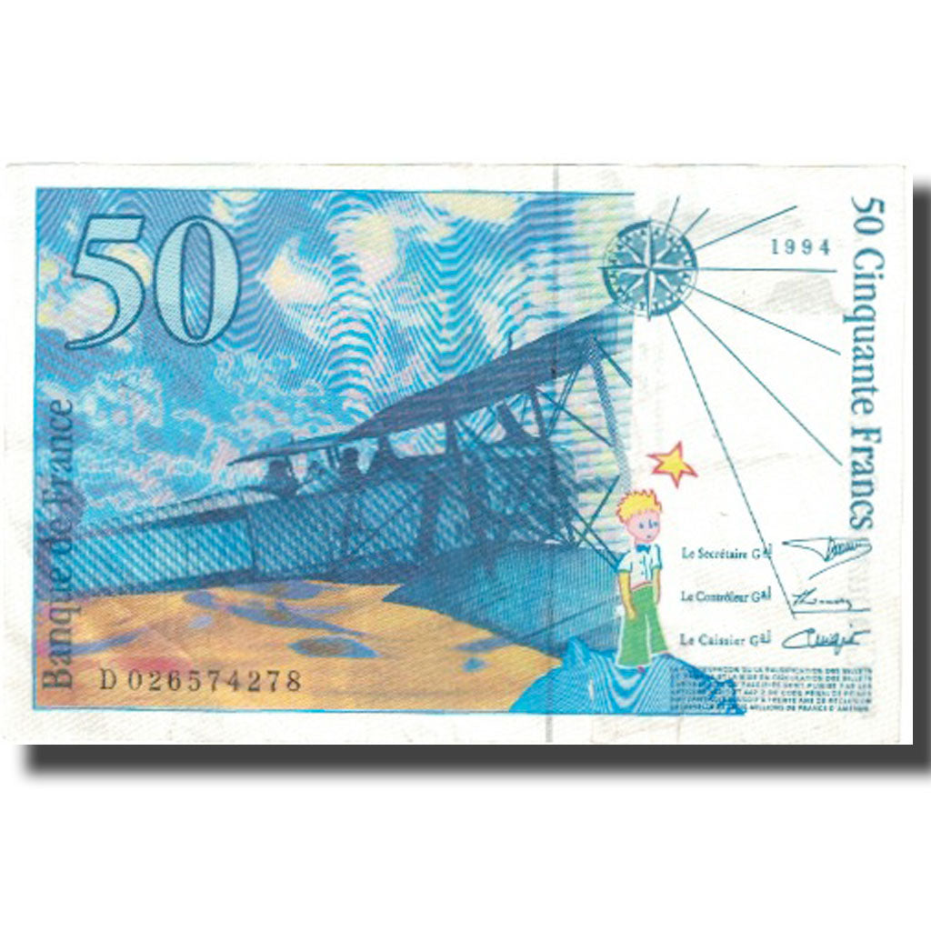Francja, 50 Francs, St Exupéry, 1994, 1994, AU(55-58), Fayette:73.1d, KM:157Aa