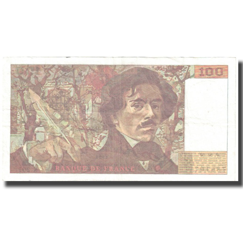 Francia, 100 Francs, Delacroix, 1991, 1991, MB+, Fayette:69bis.4a, KM:154a