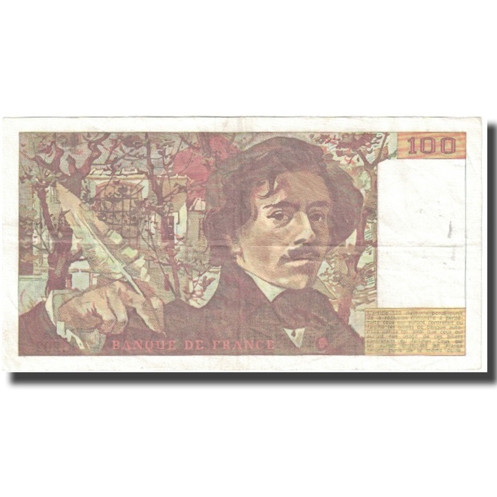 Francia, 100 Francs, Delacroix, 1991, 1991, BC+, Fayette:69bis.3c1, KM:154e