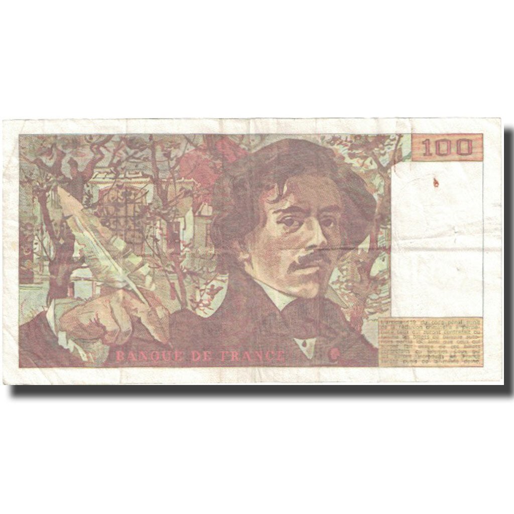 Frankreich, 100 Francs, Delacroix, 1991, 1991, S+, Fayette:69bis.4a, KM:154f