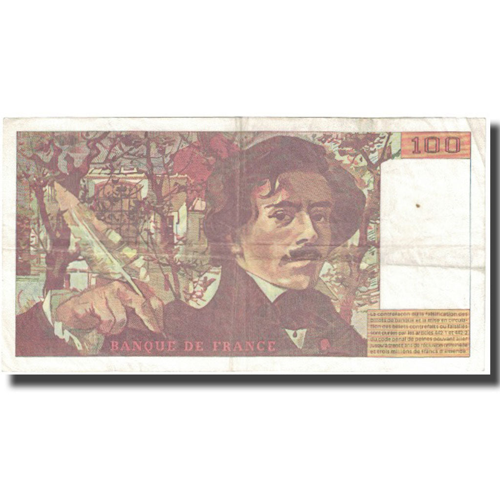 França, 100 Francs, Delacroix, 1994, 1994, VF(30-35), Fayette:69ter.01a