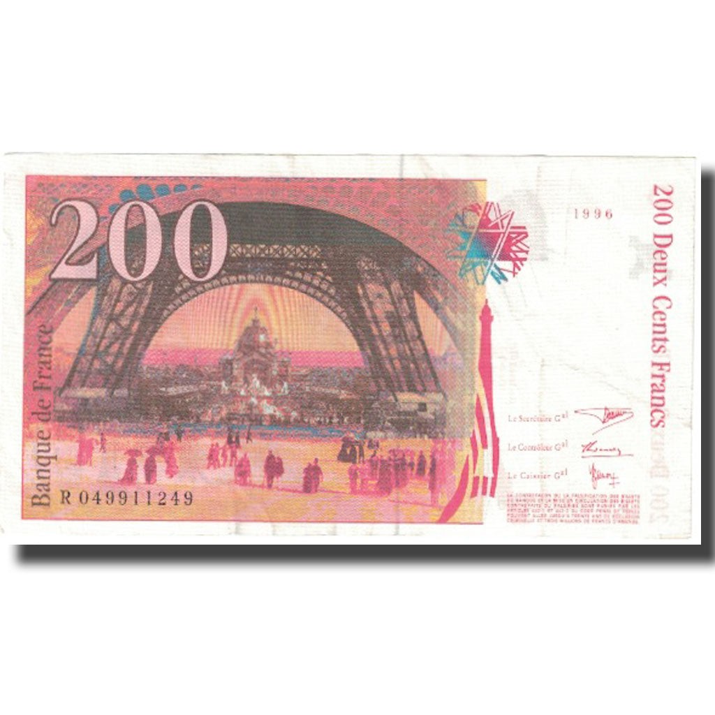 Francja, 200 Francs, Eiffel, 1996, 1996, EF(40-45), Fayette:75.3b, KM:159b