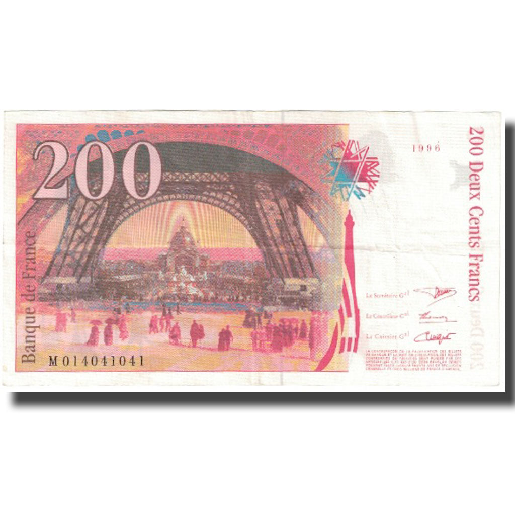 France, 200 Francs, Eiffel, 1996, 1996, TTB, Fayette:75.1, KM:159a