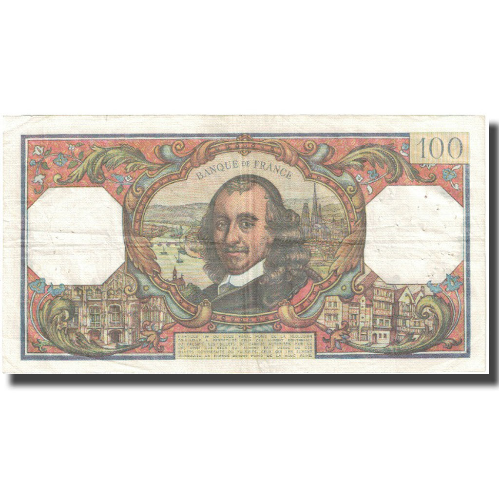 França, 100 Francs, Corneille, 1966, 1966-04-07, VF(20-25), Fayette:65.12