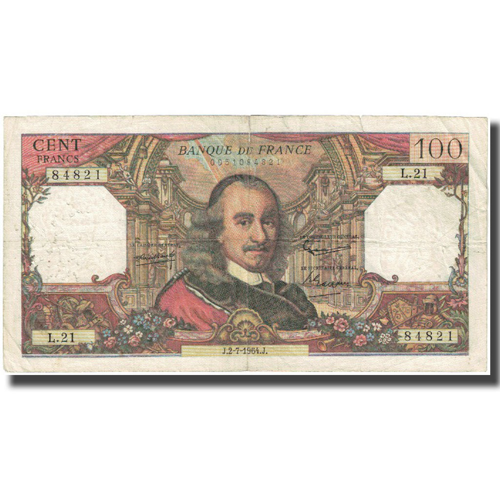 France, 100 Francs, Corneille, 1964, 1964-07-02, TB, Fayette:65.2, KM:149a