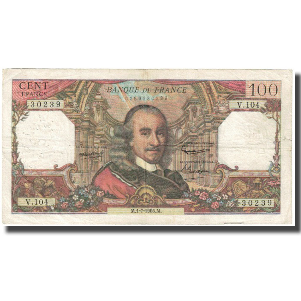 France, 100 Francs, Corneille, 1965, 1965-07-01, VF(20-25), Fayette:65.8