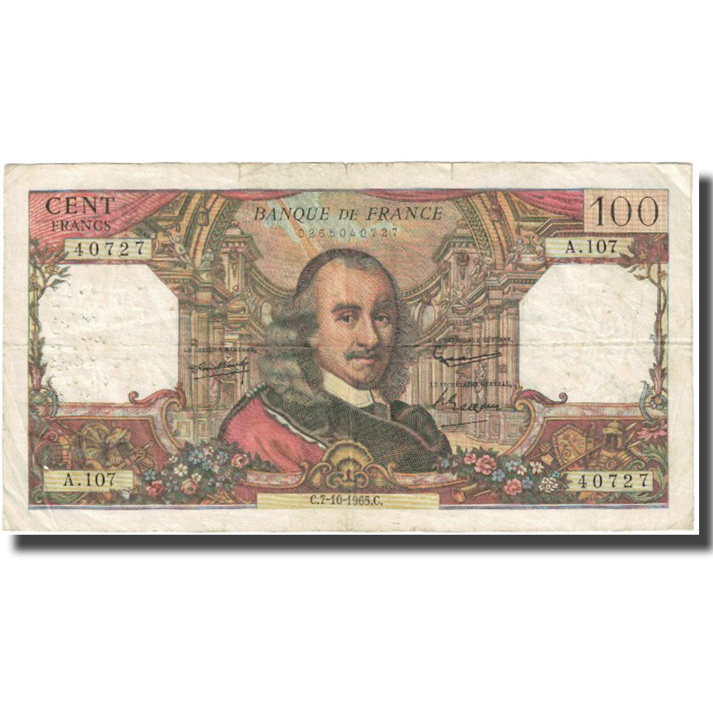 Frankrijk, 100 Francs, Corneille, 1965, 1965-10-07, TB, Fayette:65.9, KM:149a