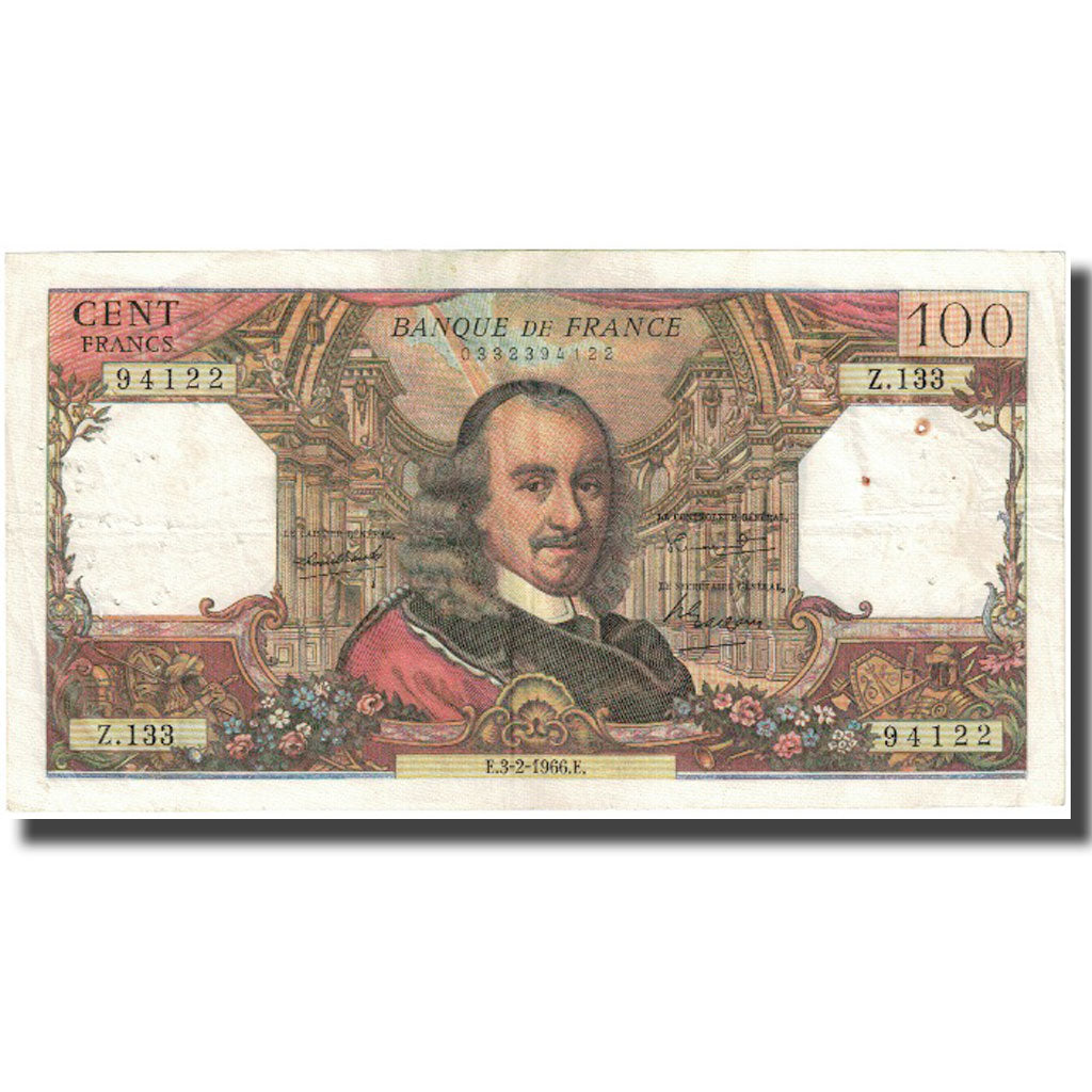 Francia, 100 Francs, Corneille, 1966, 1966-02-03, BC, Fayette:65.11, KM:149b