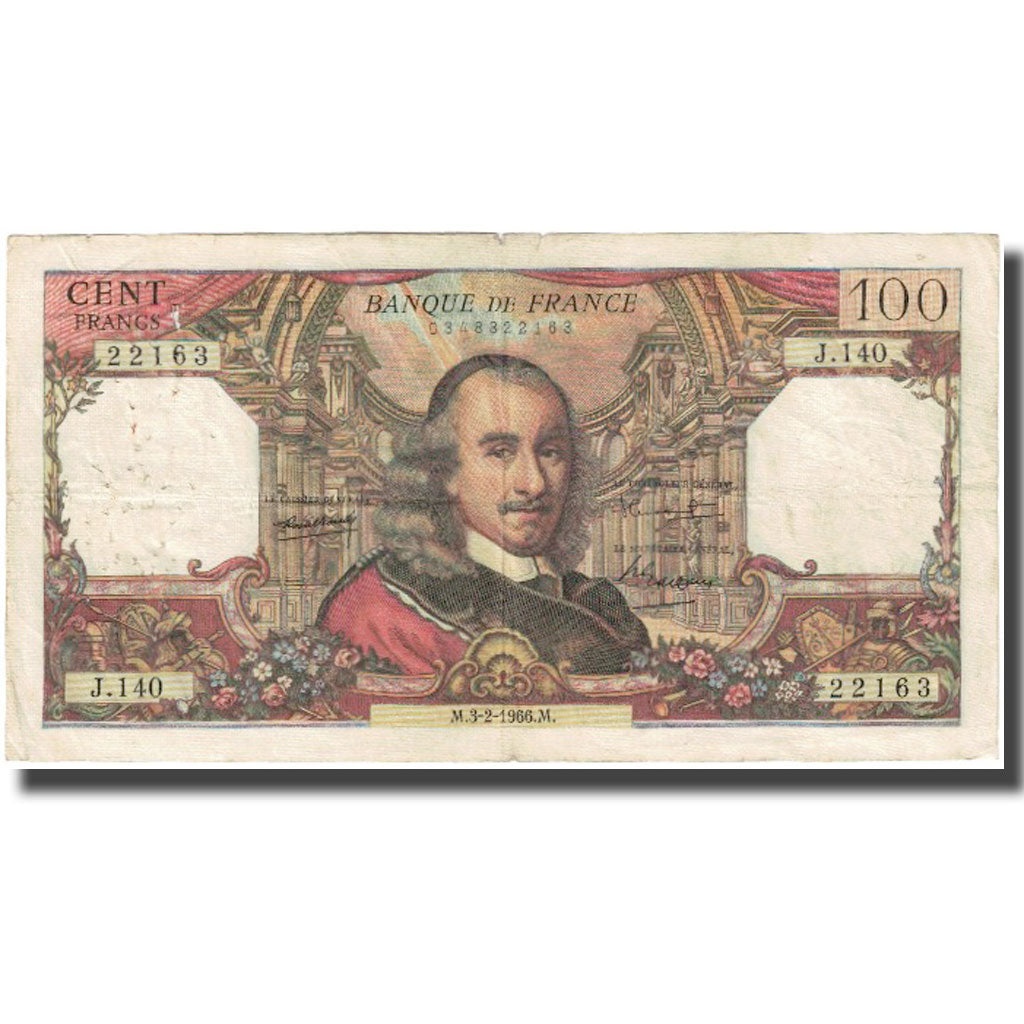 Frankrijk, 100 Francs, Corneille, 1966, 1966-02-03, TB, Fayette:65.11, KM:149b