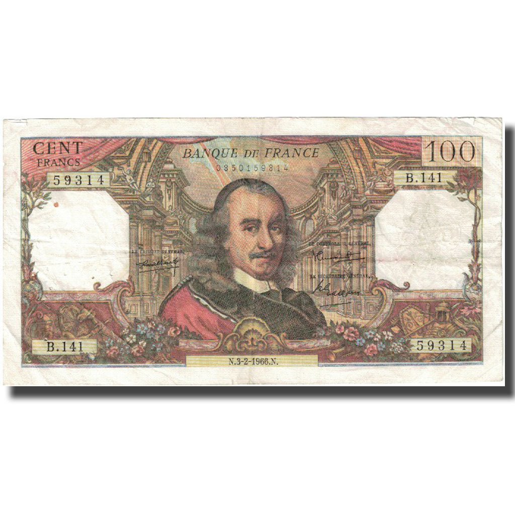 Frankrijk, 100 Francs, Corneille, 1966, 1966-02-03, TB, Fayette:65.11, KM:149b