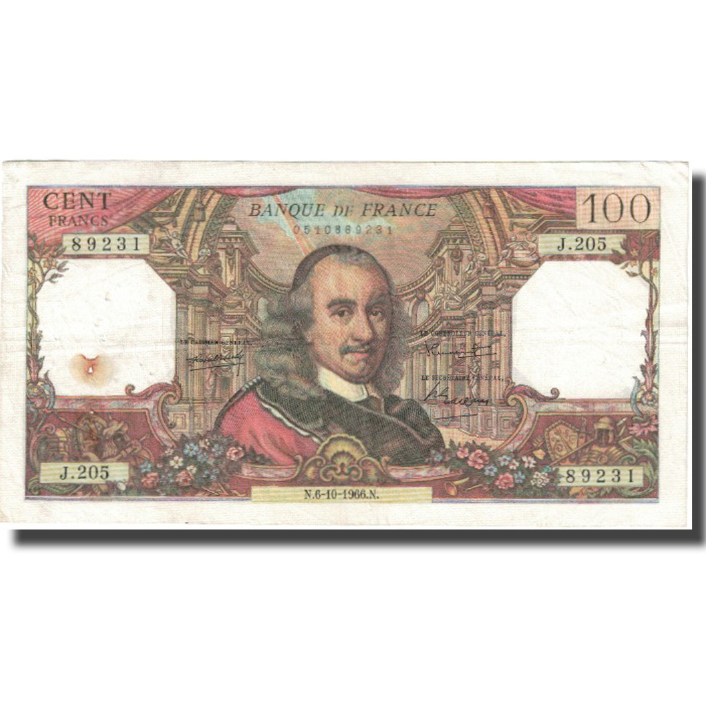 Frankrijk, 100 Francs, Corneille, 1966, 1966-10-06, TB, Fayette:65.15, KM:149b