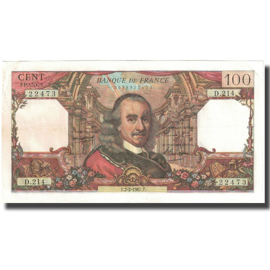Frankreich, 100 Francs, Corneille, 1967, 1967-02-02, S, Fayette:65.16, KM:149b