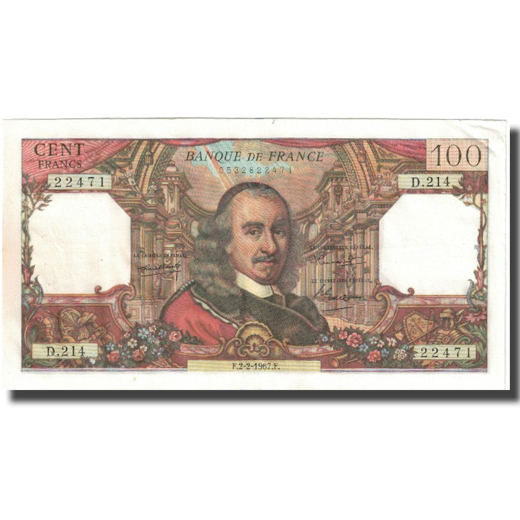 Francja, 100 Francs, Corneille, 1967, 1967-02-02, VF(20-25), Fayette:65.16
