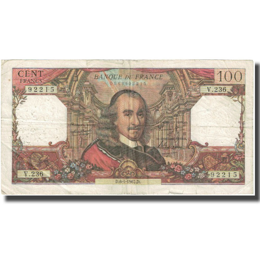 Frankrijk, 100 Francs, Corneille, 1967, 1967-04-06, TB, Fayette:65.17, KM:149b