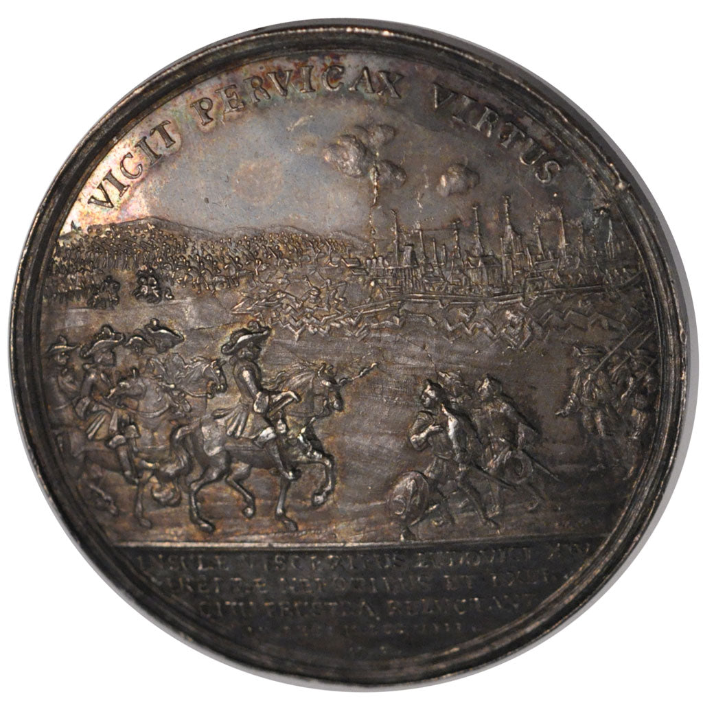 FRANCE, Politics, Society, War, Louis XIV, Medal, 1708, AU(55-58), Silver, 47,..