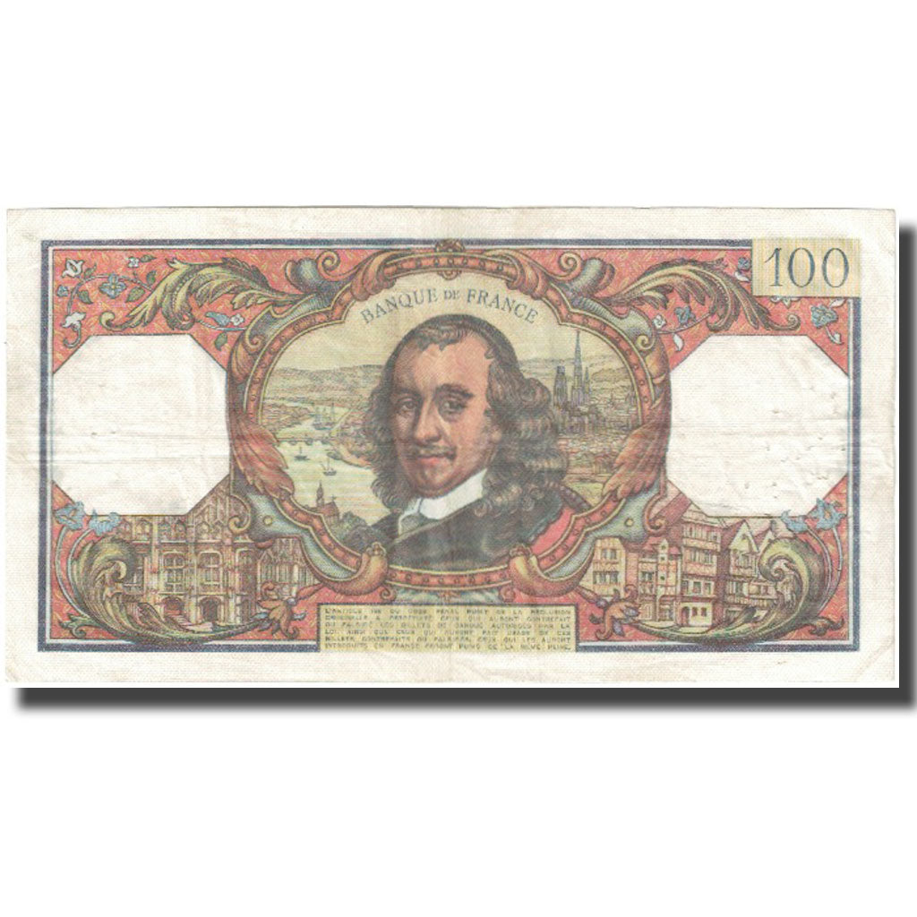 França, 100 Francs, Corneille, 1968, 1968-09-05, VF(20-25), Fayette:65.23