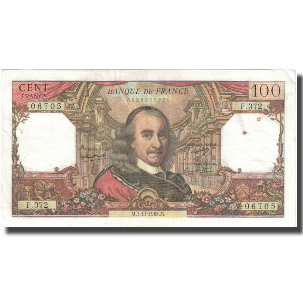 Francja, 100 Francs, Corneille, 1968, 1968-11-07, VF(20-25), Fayette:65.24