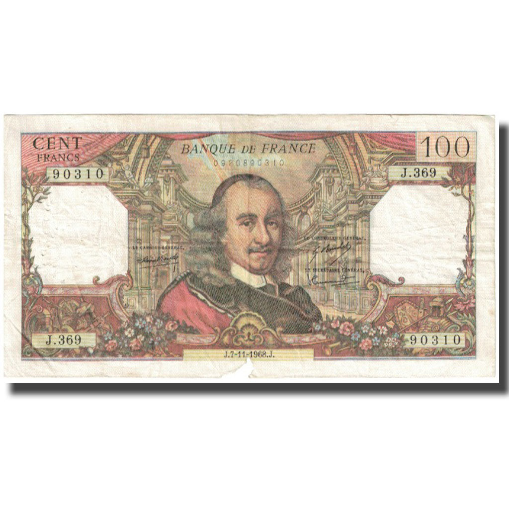 Francia, 100 Francs, Corneille, 1968, 1968-11-07, MB, Fayette:65.24, KM:149c