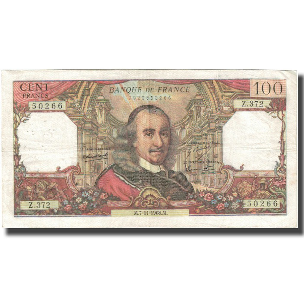 Francja, 100 Francs, Corneille, 1968, 1968-11-07, VF(20-25), Fayette:65.24