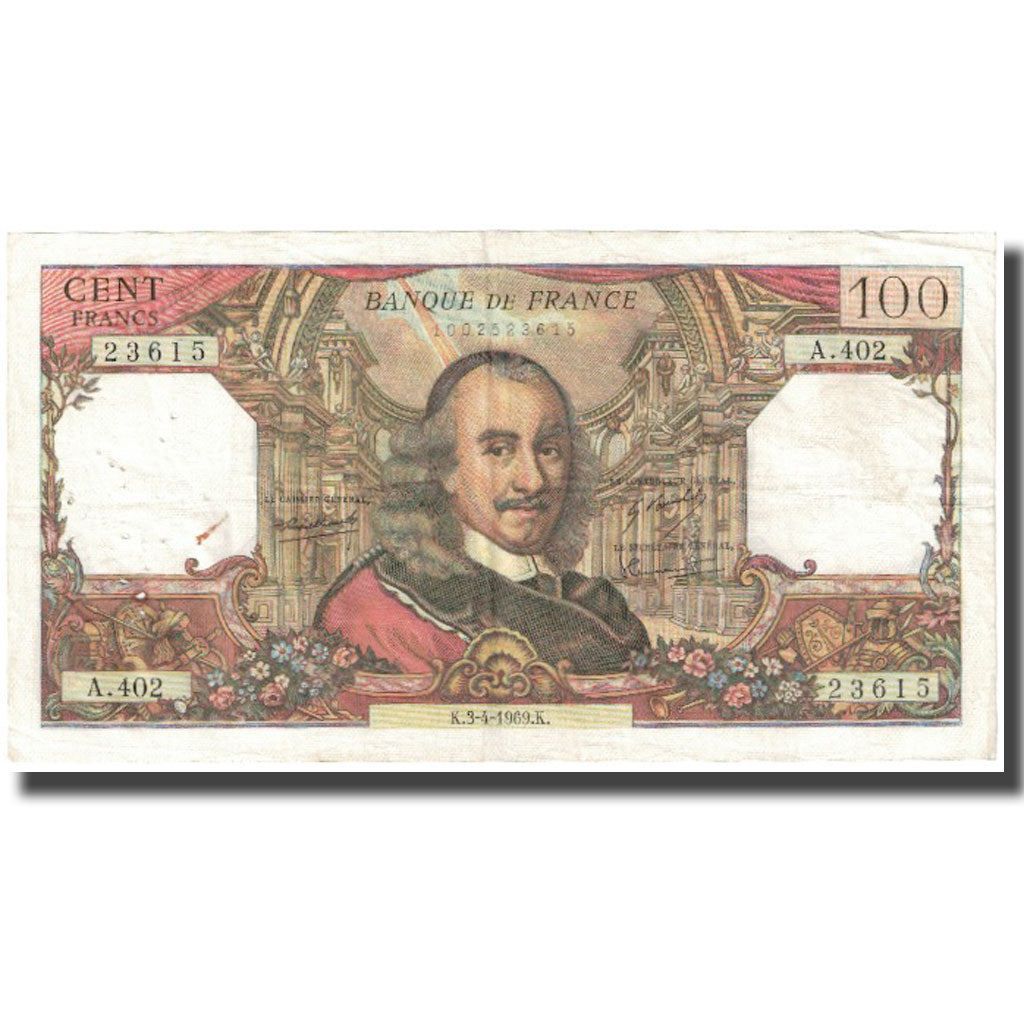 Frankrijk, 100 Francs, Corneille, 1969, 1969-04-03, TB, Fayette:65.26, KM:149c