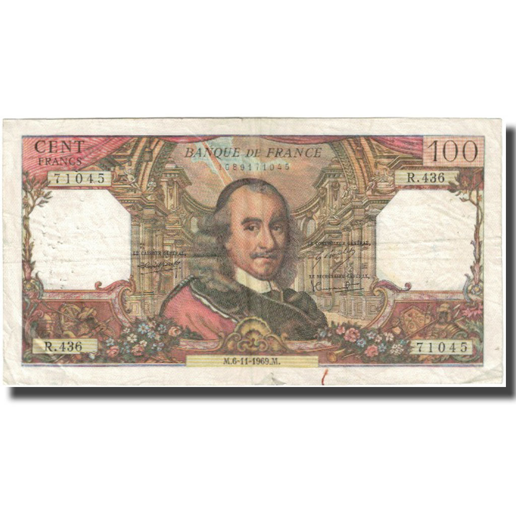 Francia, 100 Francs, Corneille, 1969, 1969-11-06, BC, Fayette:65.28, KM:149c