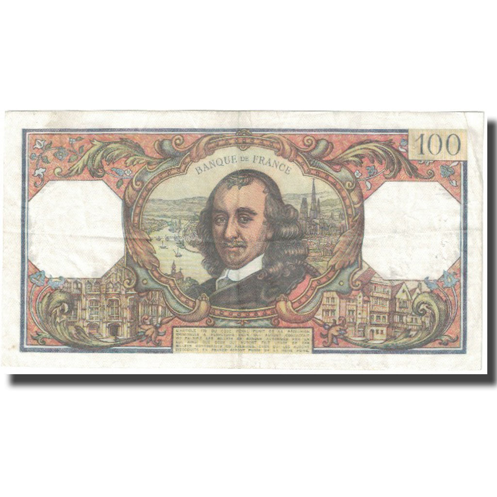 França, 100 Francs, Corneille, 1970, 1970-02-05, VF(20-25), Fayette:65.30