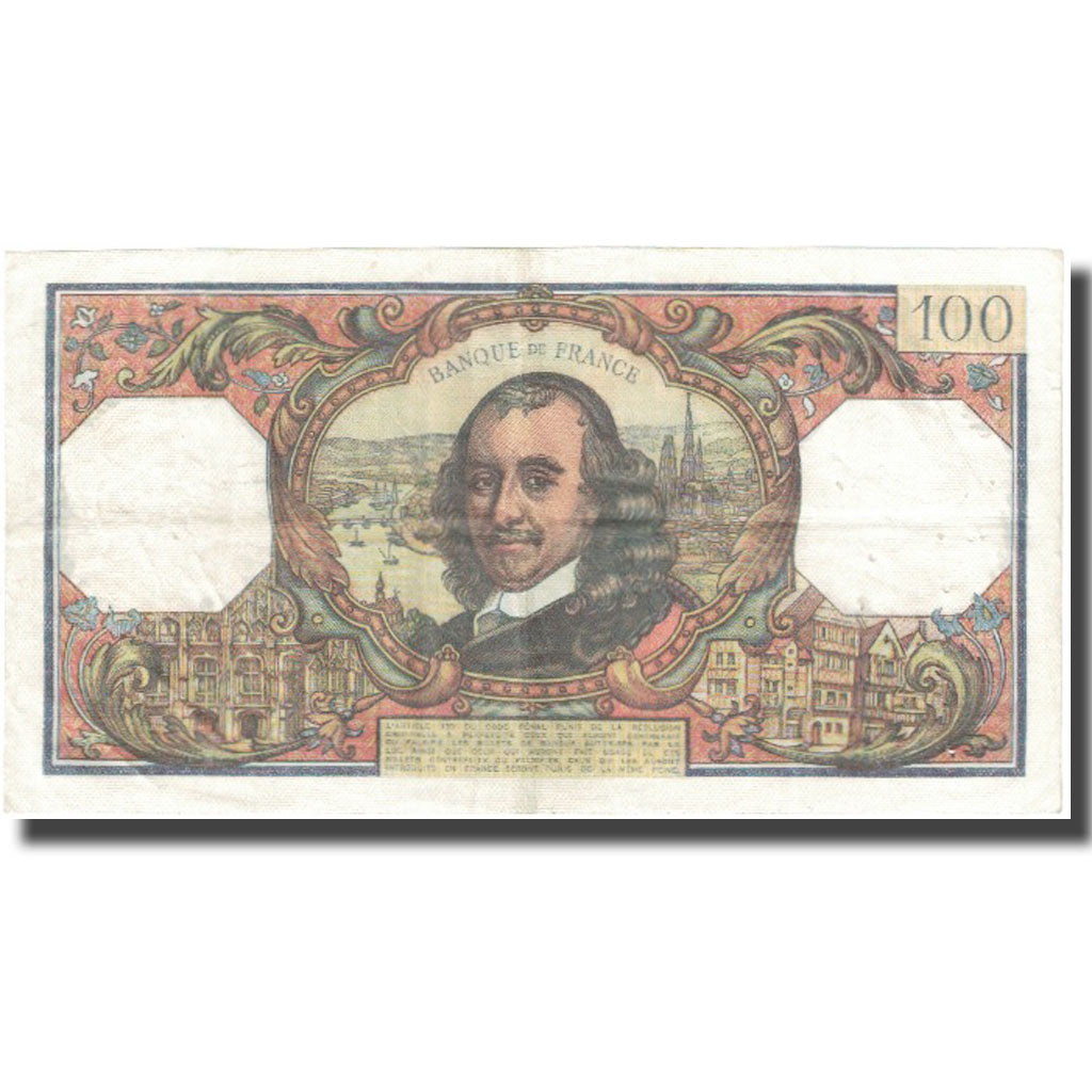 França, 100 Francs, Corneille, 1970, 1970-02-05, VF(20-25), Fayette:65.30
