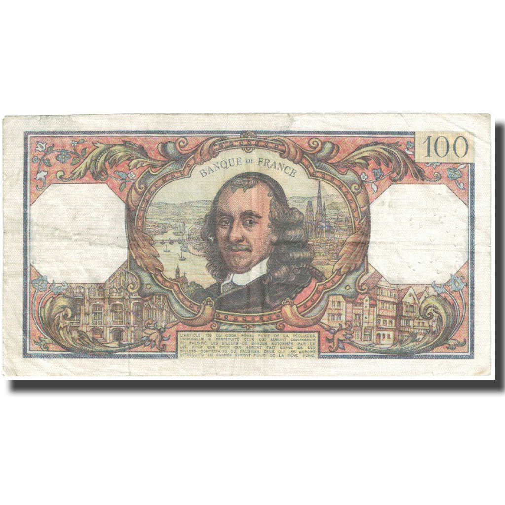 França, 100 Francs, Corneille, 1970, 1970-04-02, VF(20-25), Fayette:65.31