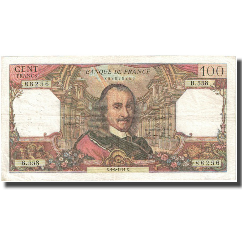 France, 100 Francs, Corneille, 1970, 1970-04-01, VF(20-25), Fayette:65.35