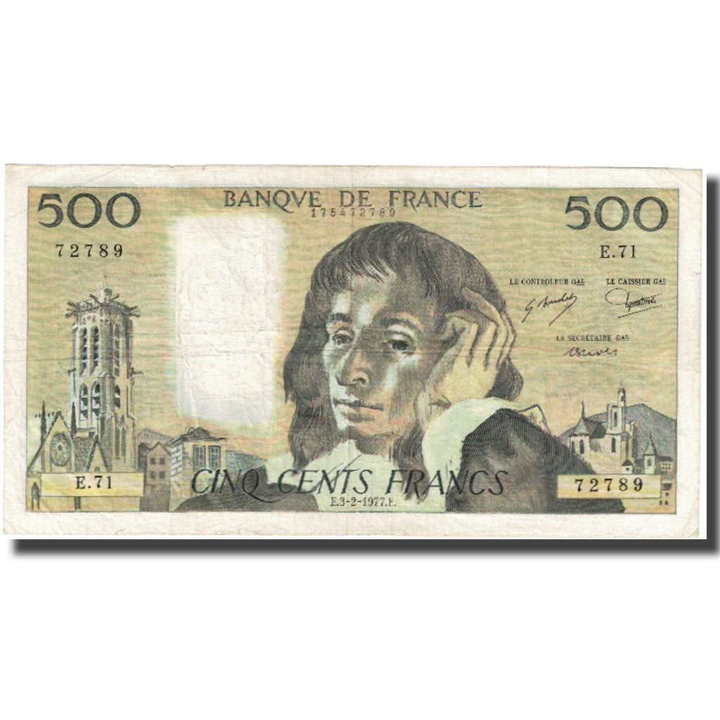 Frankrijk, 500 Francs, Pascal, 1977, 1977-02-03, TB, Fayette:71.16, KM:156d