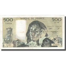 France, 500 Francs, Pascal, 1981, 1981-01-08, VF(20-25), Fayette:71.23, KM:156e