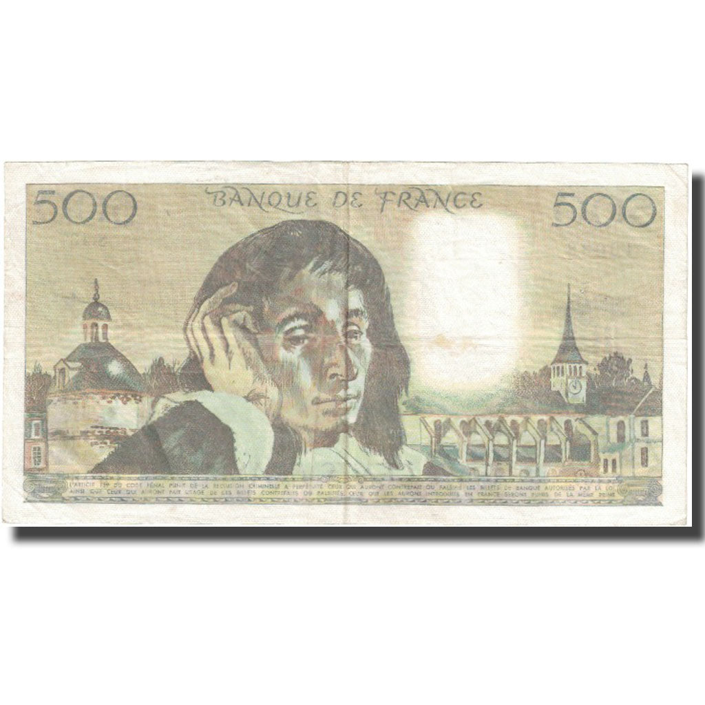 France, 500 Francs, Pascal, 1981, 1981-01-08, VF(20-25), Fayette:71.23, KM:156e