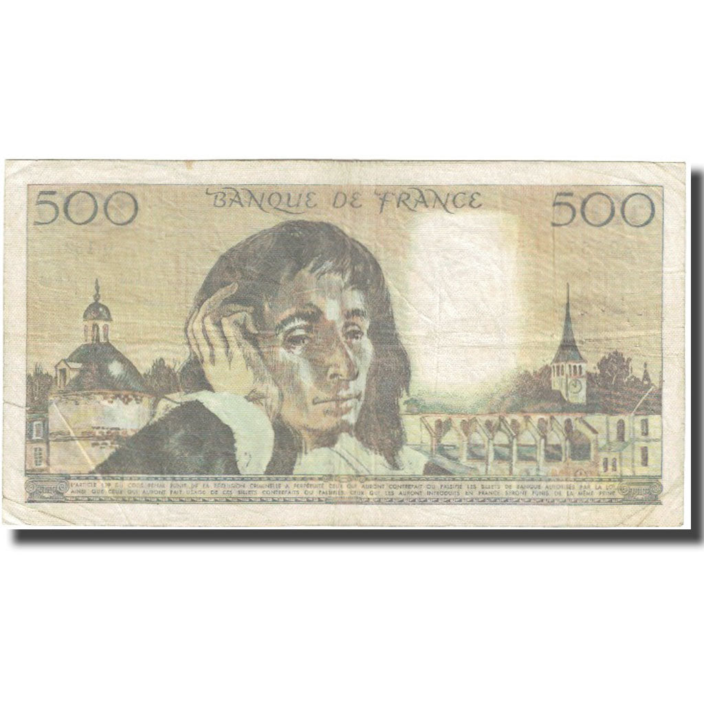 France, 500 Francs, Pascal, 1981, 1981-01-08, VF(20-25), Fayette:71.23, KM:156e