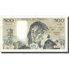 France, 500 Francs, Pascal, 1982, 1982-01-07, VF(20-25), Fayette:71.26, KM:156e