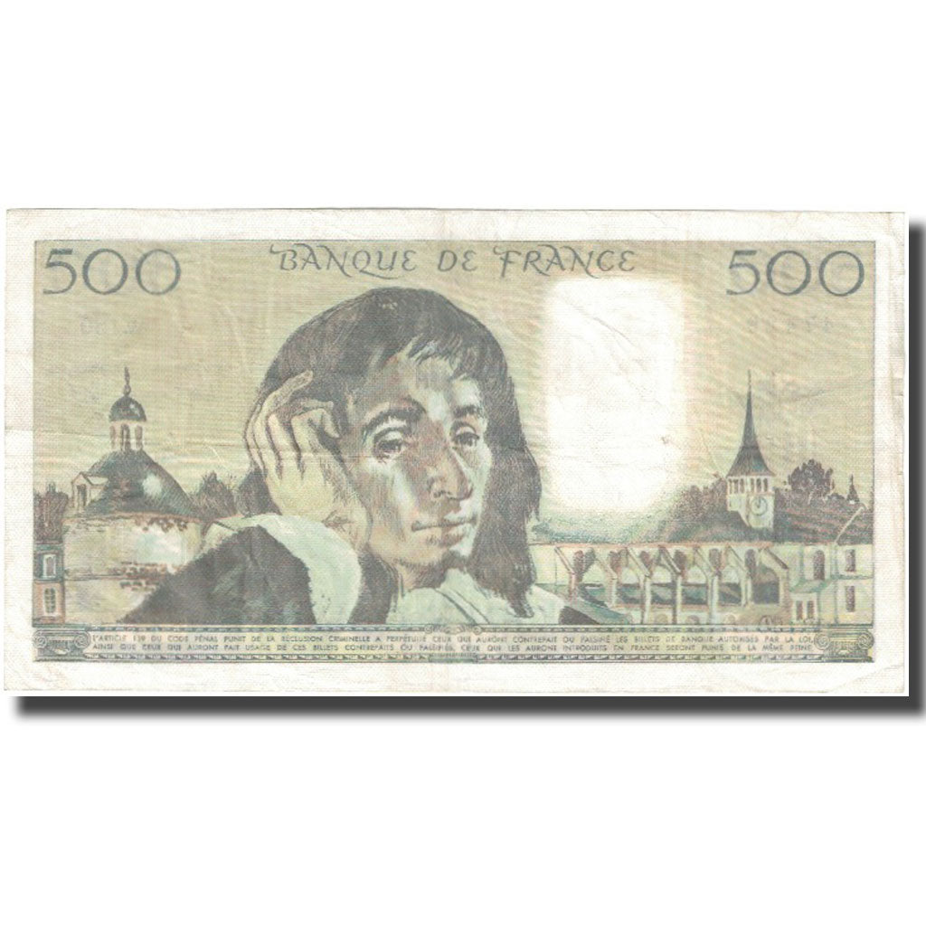 France, 500 Francs, Pascal, 1982, 1982-01-07, VF(20-25), Fayette:71.26, KM:156e