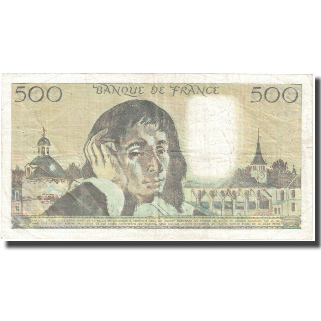 France, 500 Francs, Pascal, 1982, 1982-08-05, VF(20-25), Fayette:71.27, KM:156e