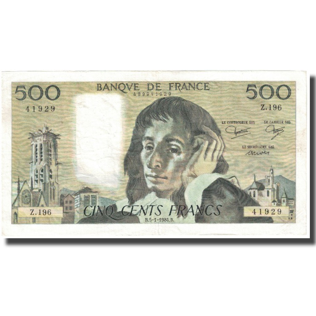 Frankrijk, 500 Francs, Pascal, 1984, 1984-01-05, TB, Fayette:71.30, KM:156e