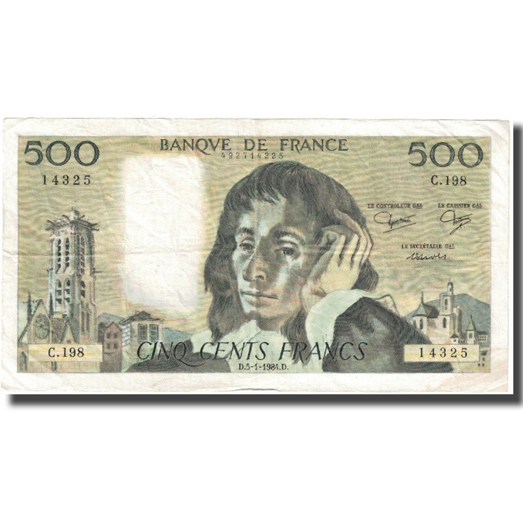Frankreich, 500 Francs, Pascal, 1984, 1984-01-05, S, Fayette:71.30, KM:156e