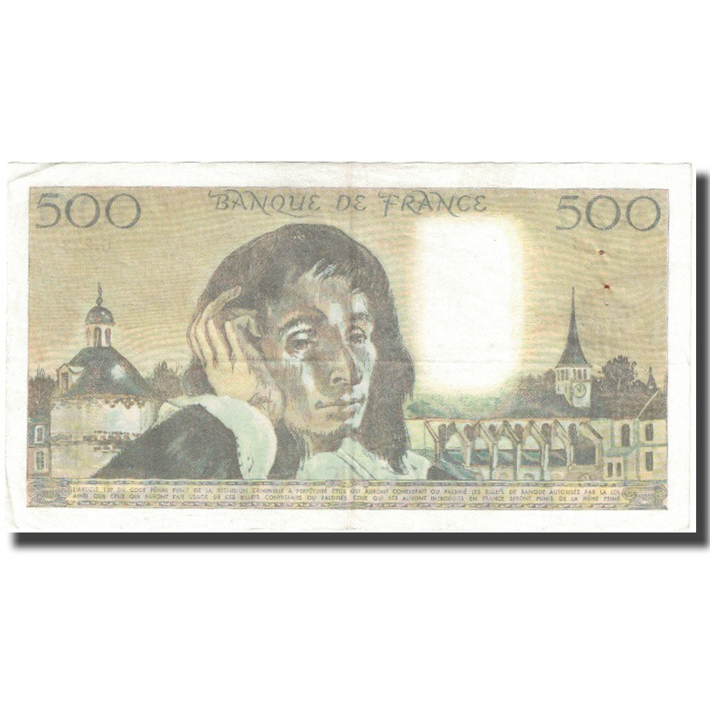 France, 500 Francs, Pascal, 1985, 1985-01-03, VF(20-25), Fayette:71.32, KM:156e
