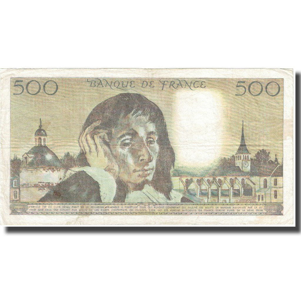 França, 500 Francs, Pascal, 1985, 1985-01-03, VF(20-25), Fayette:71.32, KM:156e