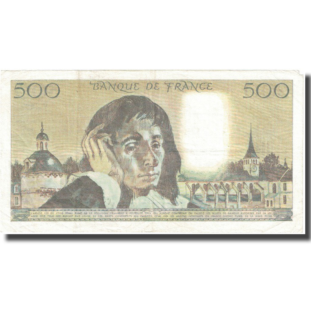 França, 500 Francs, Pascal, 1985, 1985-04-03, VF(20-25), Fayette:71.33, KM:156e