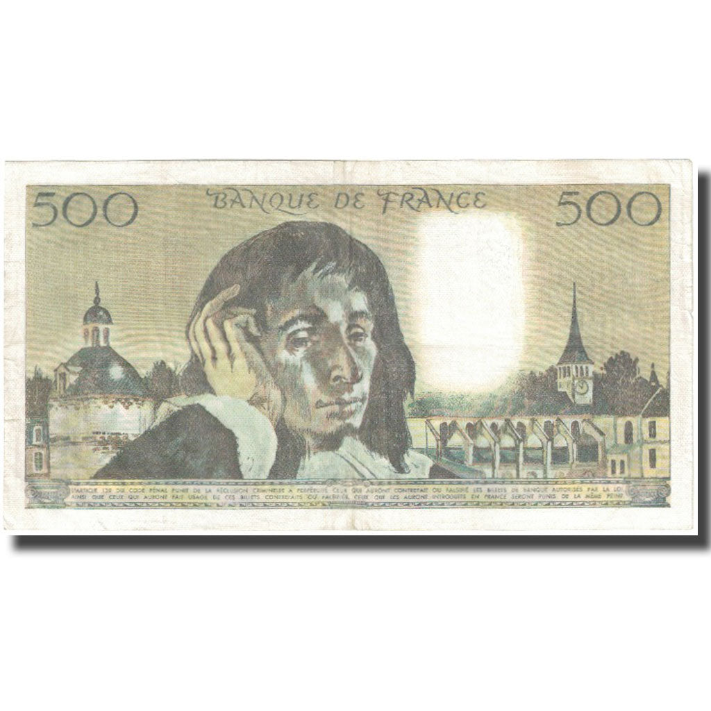 Francja, 500 Francs, Pascal, 1985, 1985-04-03, VF(20-25), Fayette:71.33, KM:156e