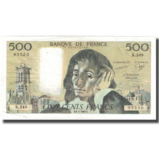 France, 500 Francs, Pascal, 1987, 1987-01-08, VF(20-25), Fayette:71.35, KM:156f