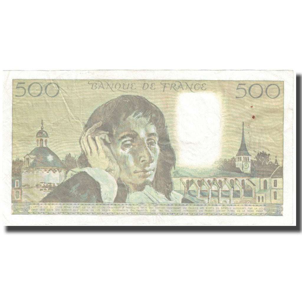 França, 500 Francs, Pascal, 1988, 1988-03-03, VF(20-25), Fayette:71.38, KM:156g