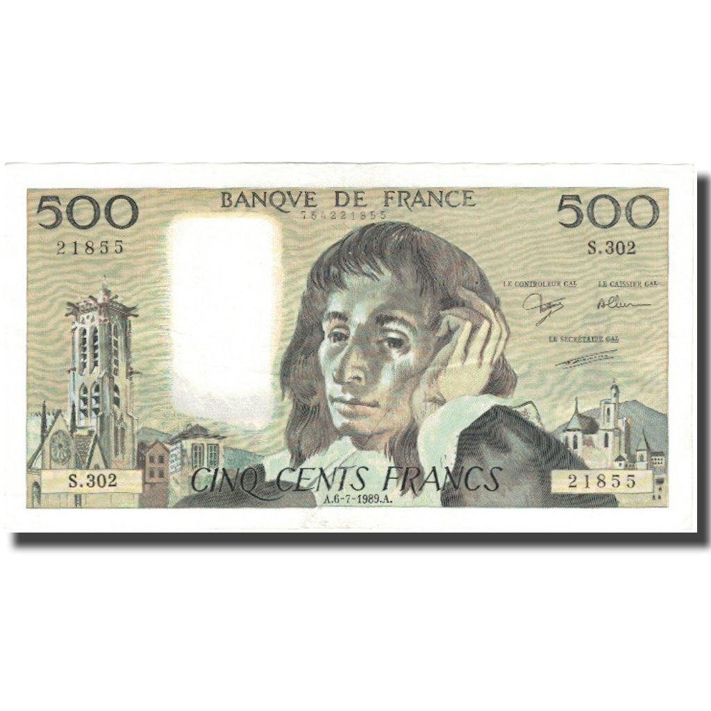 Frankrijk, 500 Francs, Pascal, 1989, 1989-07-06, TB, Fayette:71.42, KM:156g