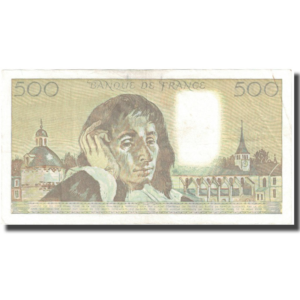 France, 500 Francs, Pascal, 1991, 1991-01-03, TB, Fayette:71.46, KM:156h